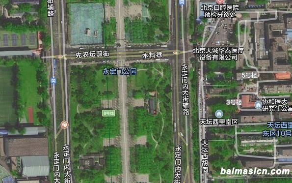 北京永定门公园卫星地图