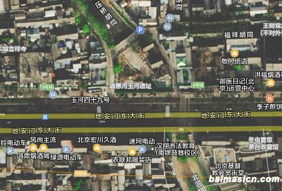 北京玉河遗址公园卫星地图